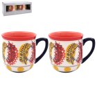 FLOWER MUGS SET 2 EMBOSSED