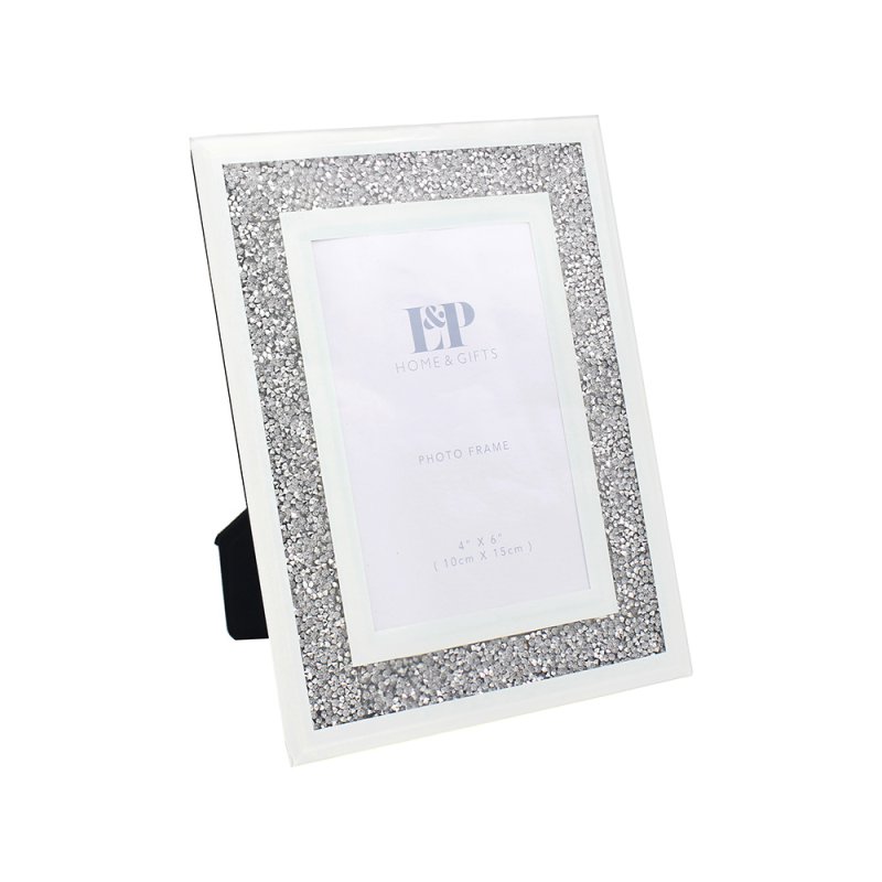 WHITE CRYSTAL PHOTO FRAME 4X6 : Lesser & Pavey