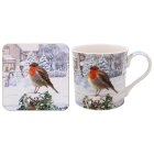 CHRISTMAS ROBINS MUG & COASTER