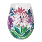 PINK GERBERAS STEMLESS GLASS