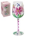 PINK LILLIES WINE GLASS