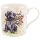 DOG WITH FLOWERS MUG