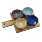 SNACK DISHES & WOOD TRAY S4