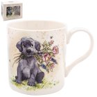 DOG WITH FLOWERS MUG