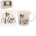 COLLIE & HENS MUG & COASTER