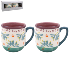 FLOWER MUGS SET 2 EMBOSSED