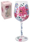 PINK GERBERA WINE GLASS