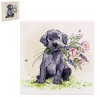 DOG WITH FLOWERS COASTER