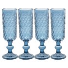 BLUE FLUTES GLASS SET 4