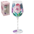 PINK GERBERAS WINE GLASS