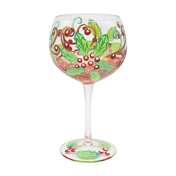 Pretty as a Poinsettia Wine Glass by Lolita