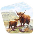 HIGHLAND COW COASTERS SET 4