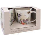 COLLIE & HENS MUG & COASTER