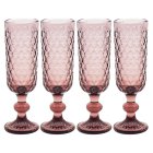 PINK FLUTES GLASS SET 4