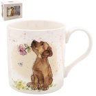 DOG WITH ROSE MUG