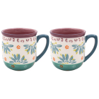 FLOWER MUGS SET 2 EMBOSSED