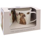 DOG WITH ROSE MUG & COASTER