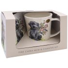 DOG WITH FLOWERS MUG & COASTER