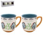 FLOWER MUGS SET 2 EMBOSSED