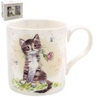 CAT WITH ROSE MUG