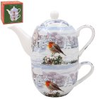 CHRISTMAS ROBINS TEA FOR ONE