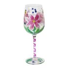 PINK LILLIES WINE GLASS